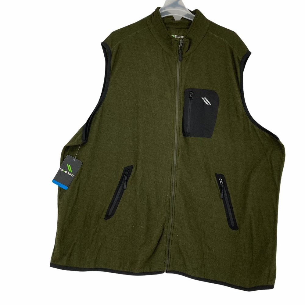 KS Sport 5XLT Green Sleeveless Full Zip Vest